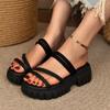 Roman Style Summer Fashion Platform Sandals Buckle Round Head Height Foreign Trade Large Size Women's Shoes New Sandals Women