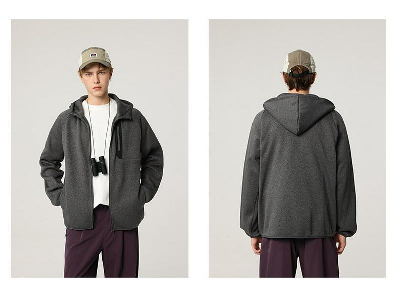 Men's Winter Fleece-Lined Hooded Sweatshirt Jacket