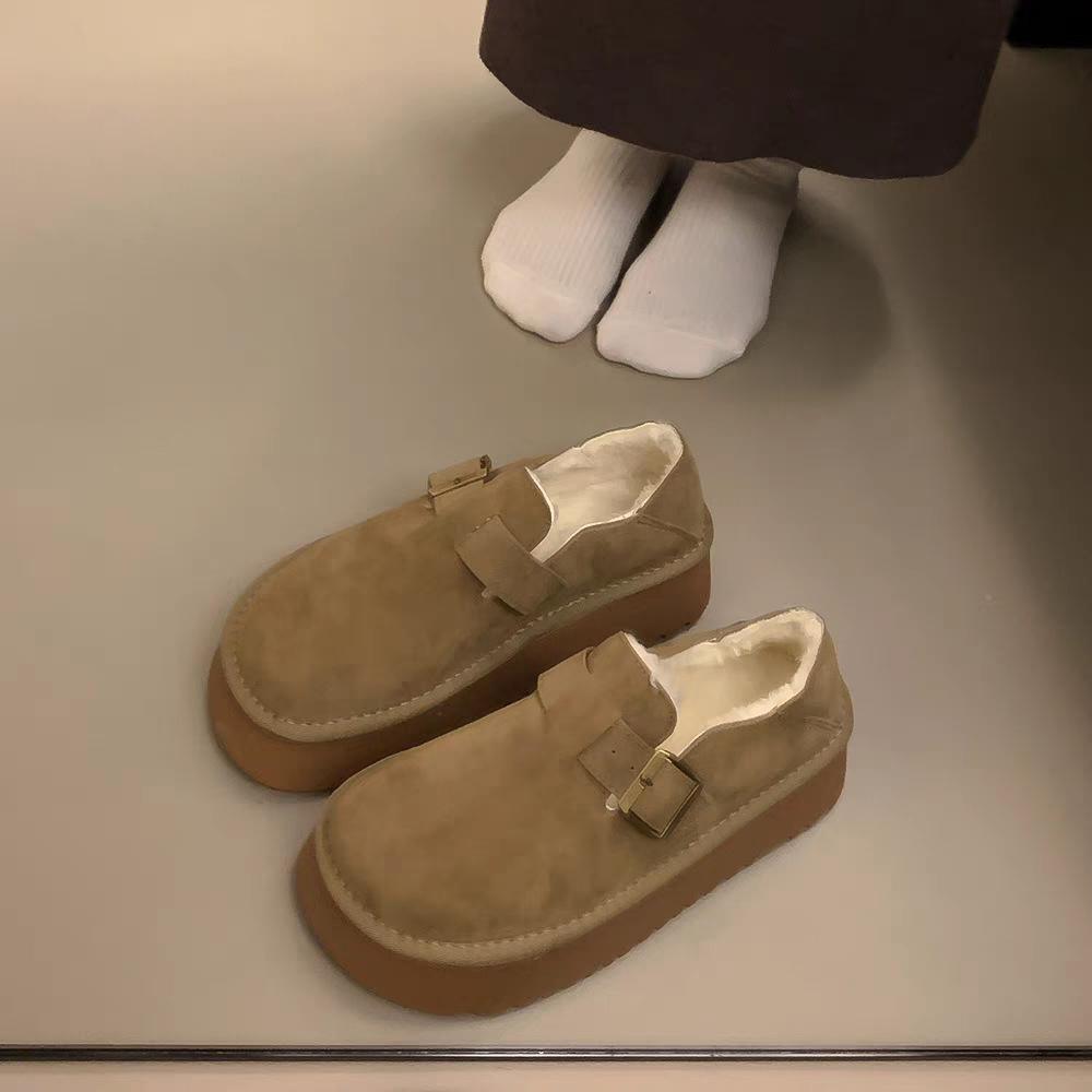 Women's Large Size Soft Sole Winter Warm Fur One Snow Boots Padded Lined Ankle Boots Anti-slip Hiking Casual Sports Cotton Shoes