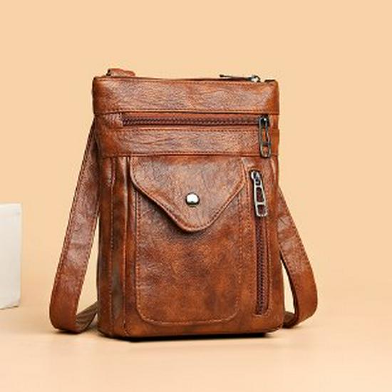 Women's Stylish Retro Crossbody Bag - Soft Leather, European & American Style, Small Shoulder Phone Bag