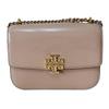 Britten Gold Foil Hollow Logo Patent Leather Chain Crossbody Shoulder Bag Women Bags Nude-Pink 146676-288
