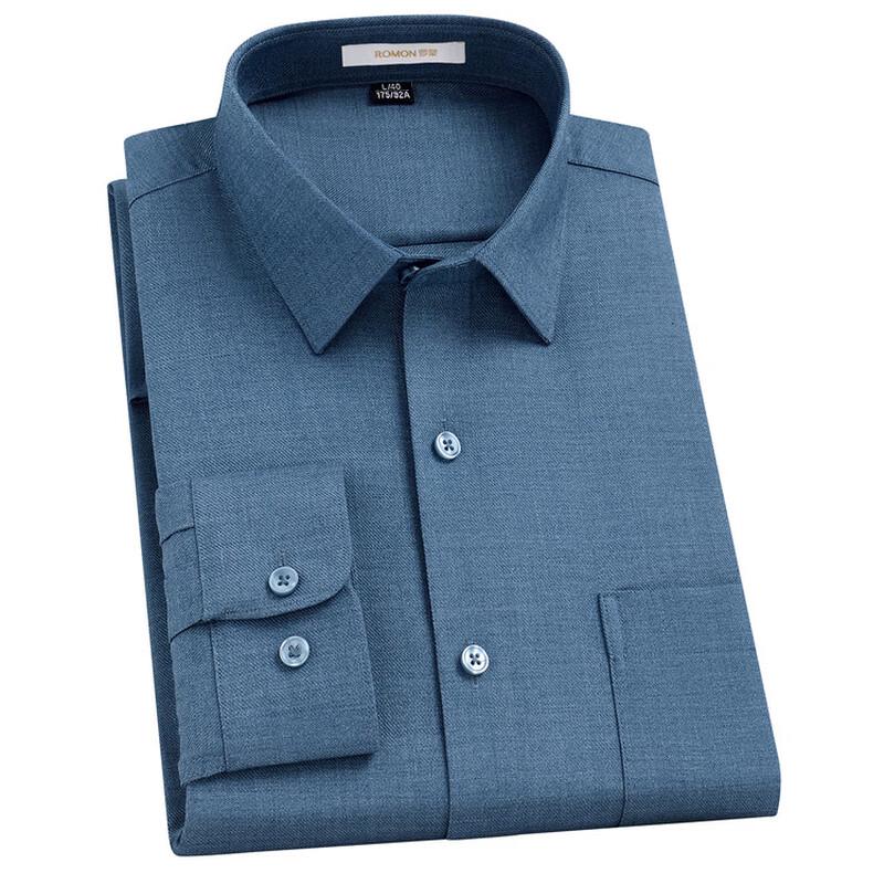 ROMON Men's Wool Blend Business Casual Long Sleeve Shirt