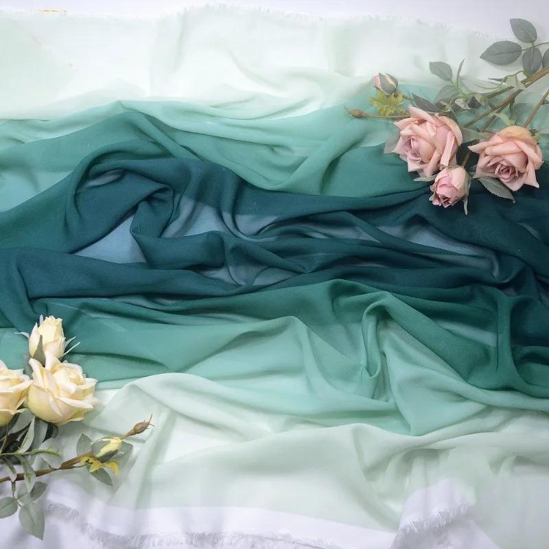 Gradient Color Organza Tulle Fabric 100D Chiffon Fabric for Diy Ancient Style Hanfu Dress Stage Dance Costume Drape Decor Craft