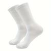 3/6Pairs of Plain Black and White Socks, Simple and Comfortable Mid-Calf Socks, Suitable for Autumn and Winter, Men's  Socks