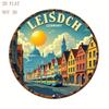 Panneau Décoratif Mural Métallique Vintage Tramway Allemagne 8 Pouces Rond Leipzig
