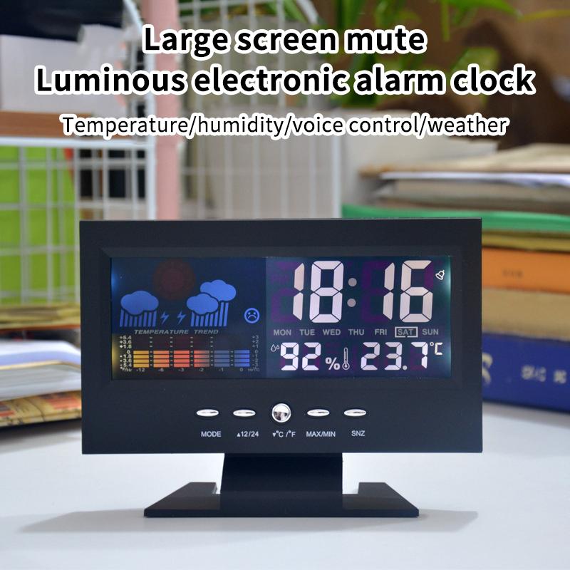 Multi-functional Digital Weather Station Clock Indoor Thermometer Hygrometer Calendar for Home Bedroom Office Daily Use