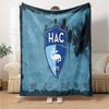 Le Havre Crest Heritage Flannel Blanket, Soft Polyester, Modern Design, All-Season for Camping, Travel, Gifts for holidays or birthdays
