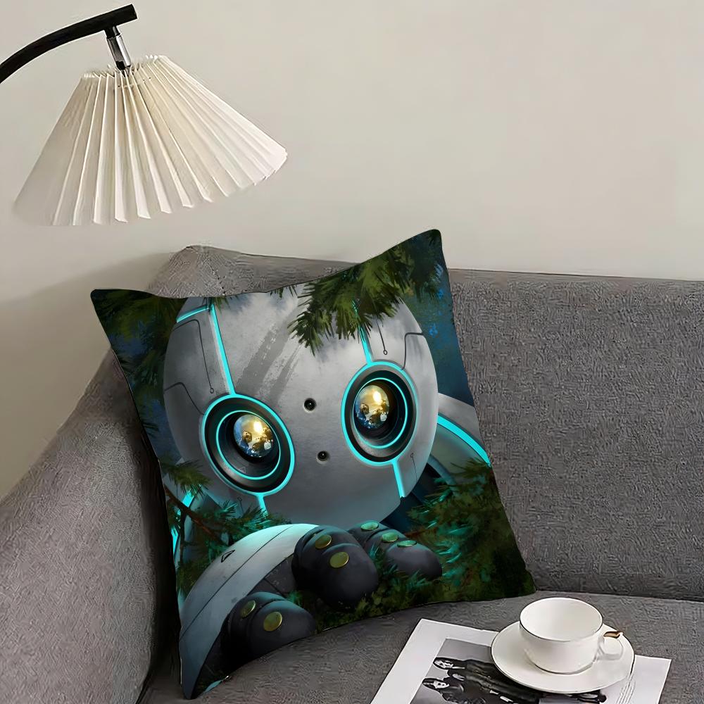 The W-Wild Robott Cartoon Cushion Cover Pillowcase Ultra Soft Skin Friendly Fabric Cloud Like Comfort & Concealed Zipper