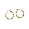 French Retro Gold-Plated Twisted Hoop Earrings - Titanium Steel Studs for Women, European-American Fashion.