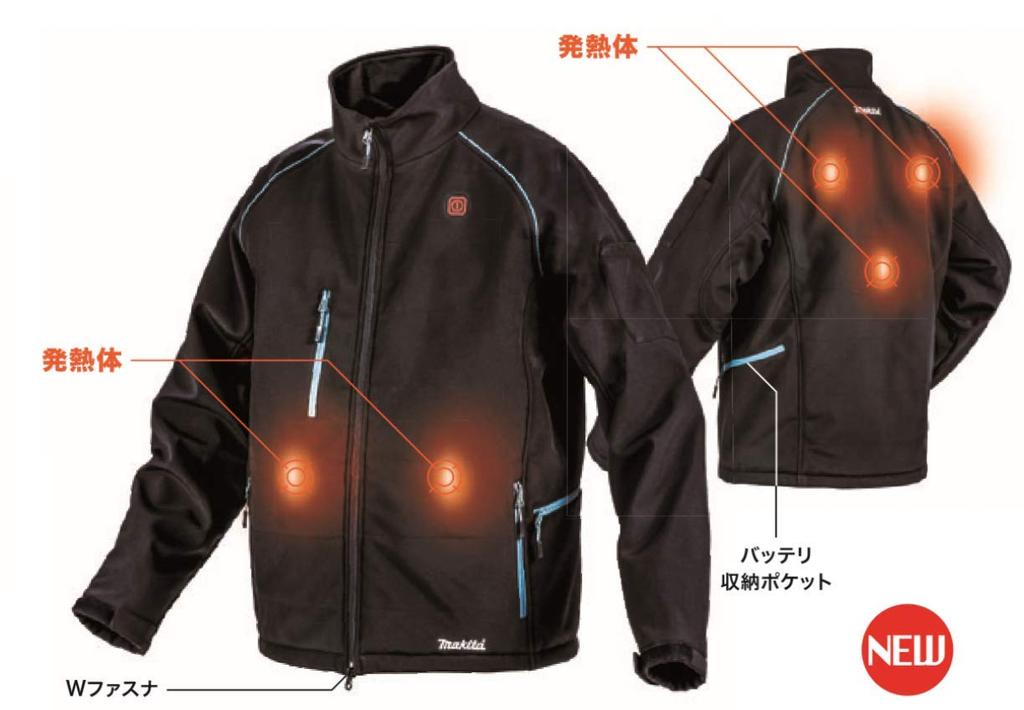 Heated Jacket Size Battery and Charger Sold CJ205DZ [Makita] 2019-2020 Model, 3L, Separately,