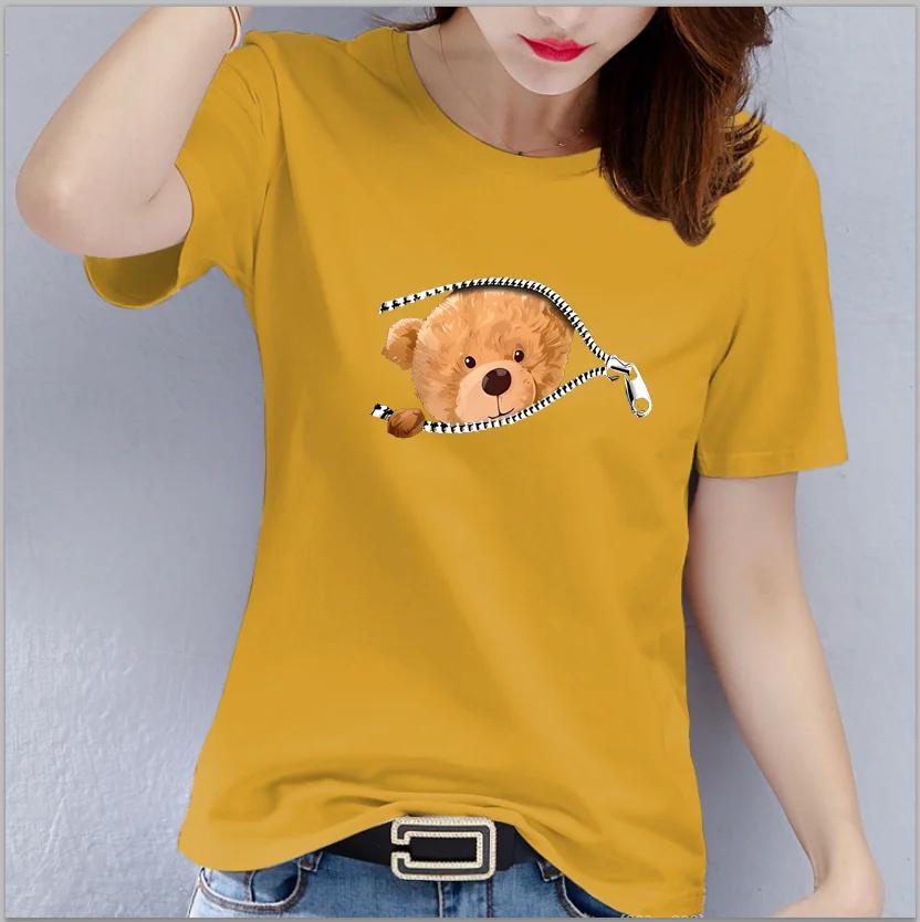 Bear Graphic Print Tshirt Teddy Bear Short Sleeve Crew Neck Casual Top  Womens Clothing Oversized  T Shirt Tops  Harajuku