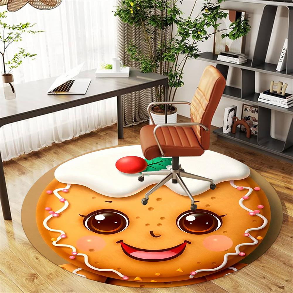 1PC gingerbread cookie Office Round Area Rug, Under Office Chairs Bedroom Living Room Home Decor,Carpet for Office, -1110206