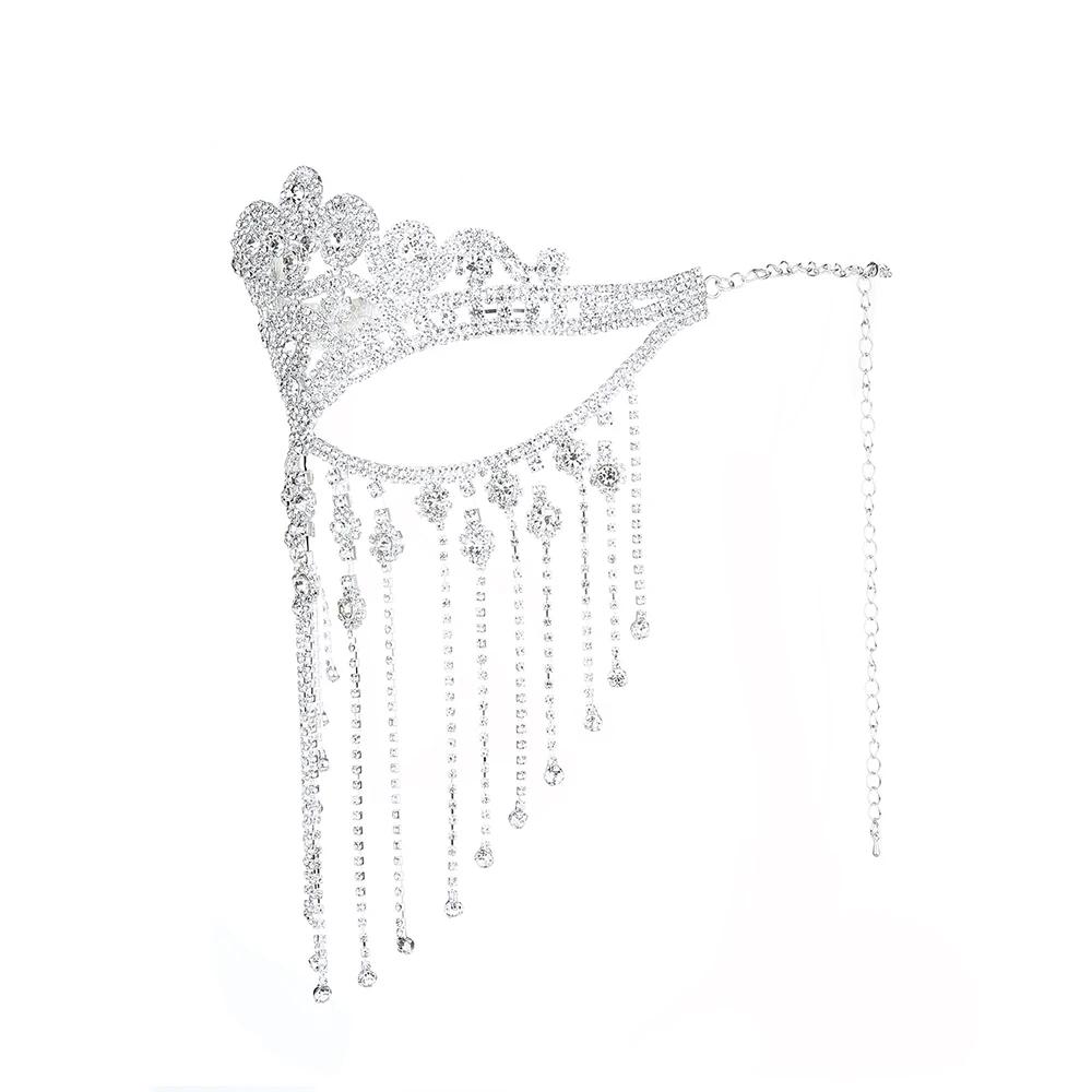 Cosplay Veil Headwear Rhinestone Tassel Mask Chain Women Masquerade Crystal Head Decor Nightclub Head Rave Party Indian Jewelry