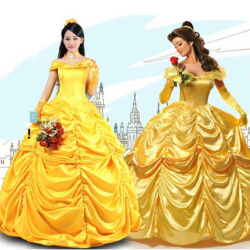Elegant Fairytale Beauty And The Beast Princess Belle Cosplay Costume Dress For Women