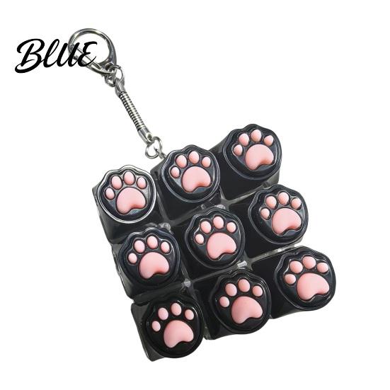 Mechanical Keyboard Toy Cat Paw Fidget 9-in-1 LED Light-up Keychain Decompression Handheld Device Button