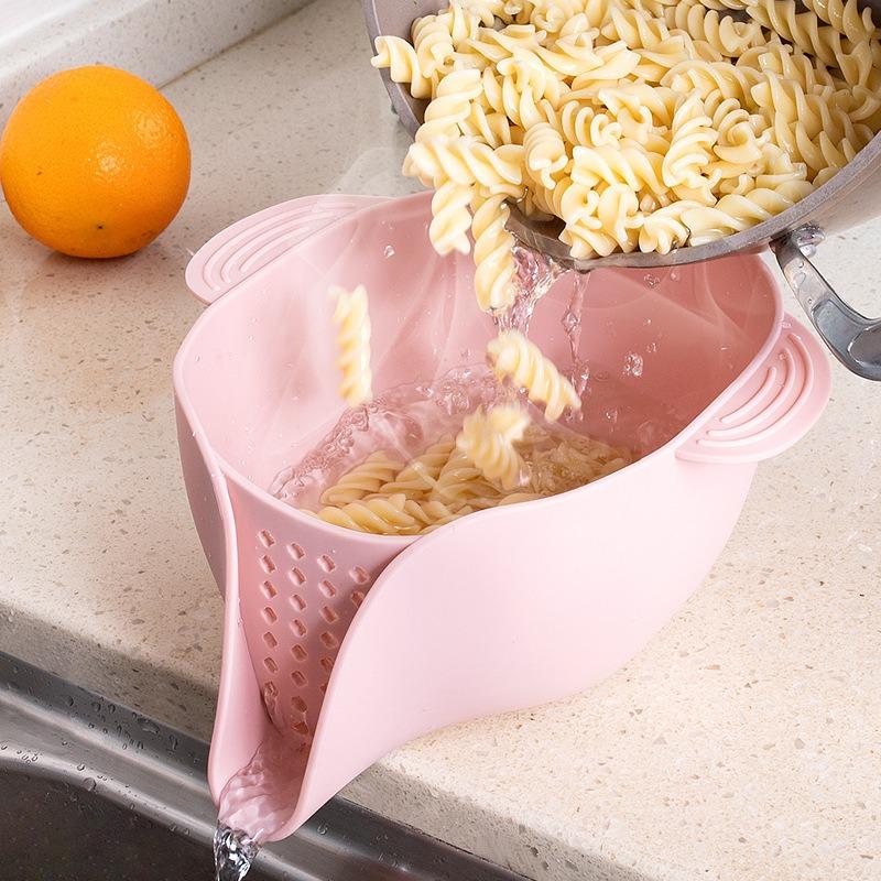 1PC-Plastic Colander Rice Bowl Drain Basket Fruit Bowl Washing Drain Basket with Handle Washing Basket Home Kitchen Organizer
