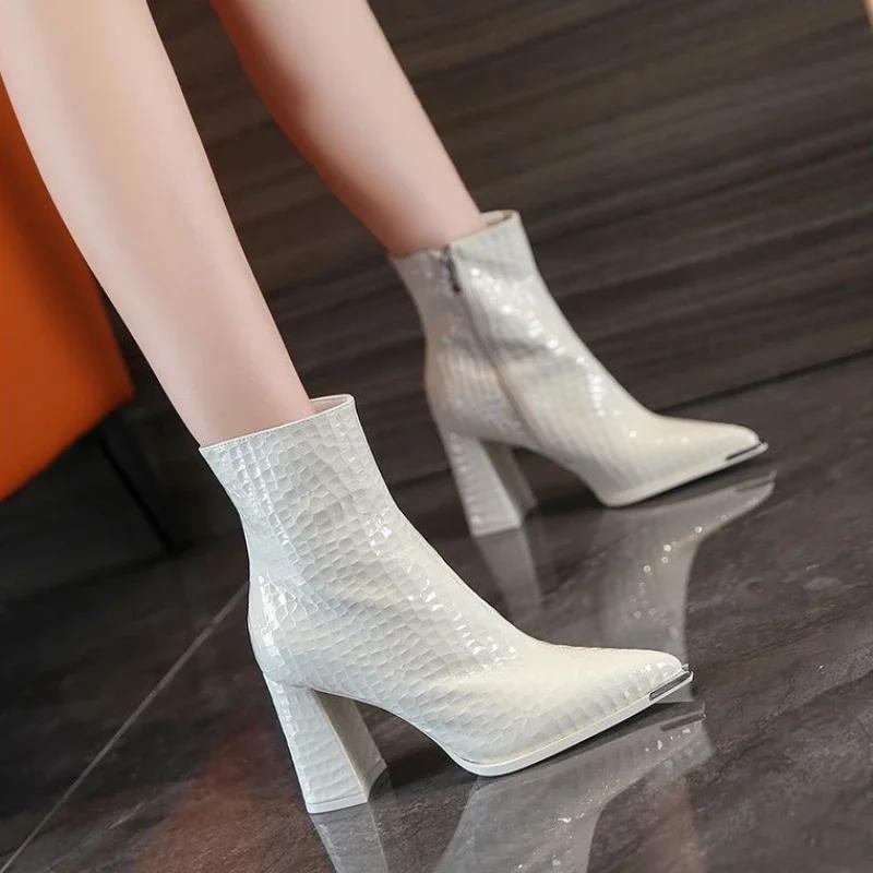 Pointed Toe Woman Short Shoes Autumn Very High Heels Ankle Boots for Women Heeled Spring 2025 Pu On Offer Promotion Hot Booties