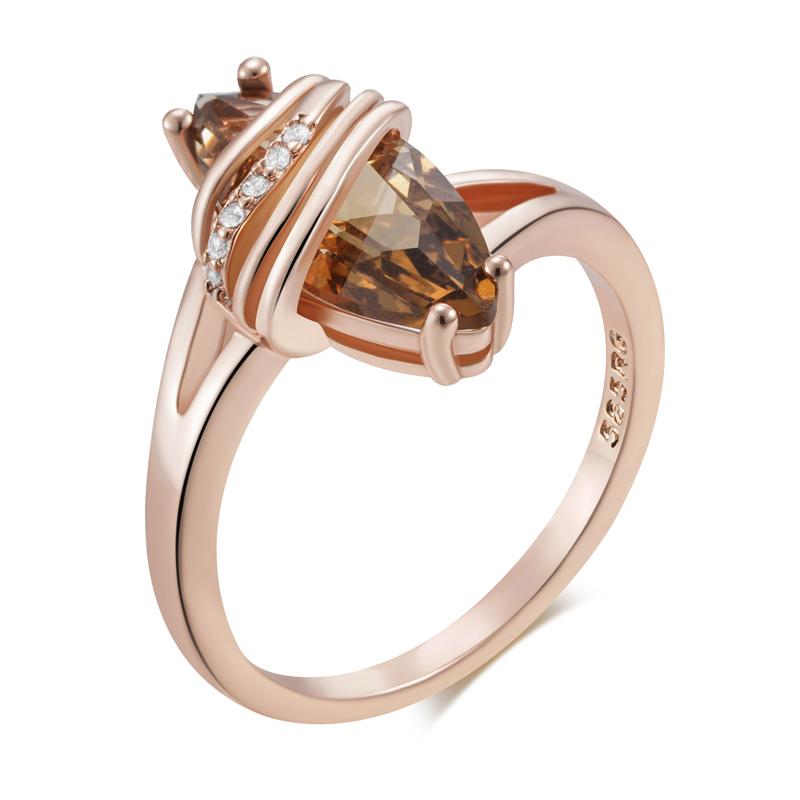 

Fashion Brown Natural Zircon Vintage Ring For Women Unique Geometry Rose Gold Color High Quality Daily Jewelry 10