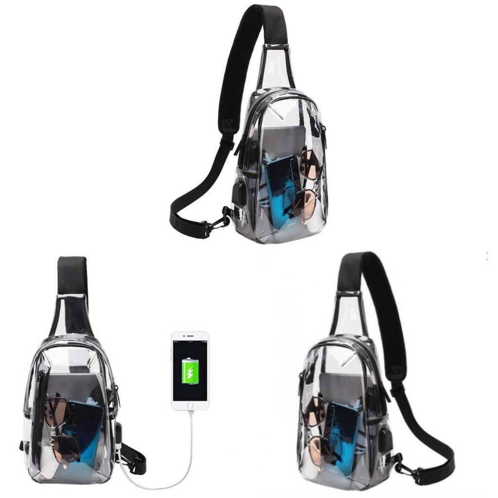Mini-Umhängetasche aus PVC mit USB-Ladeanschluss für Freizeit für Herren Damen