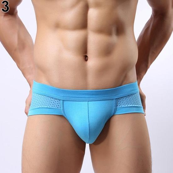Men's Sexy Mesh Modal Triangle Underwear Fashion Breathable Briefs Underpants