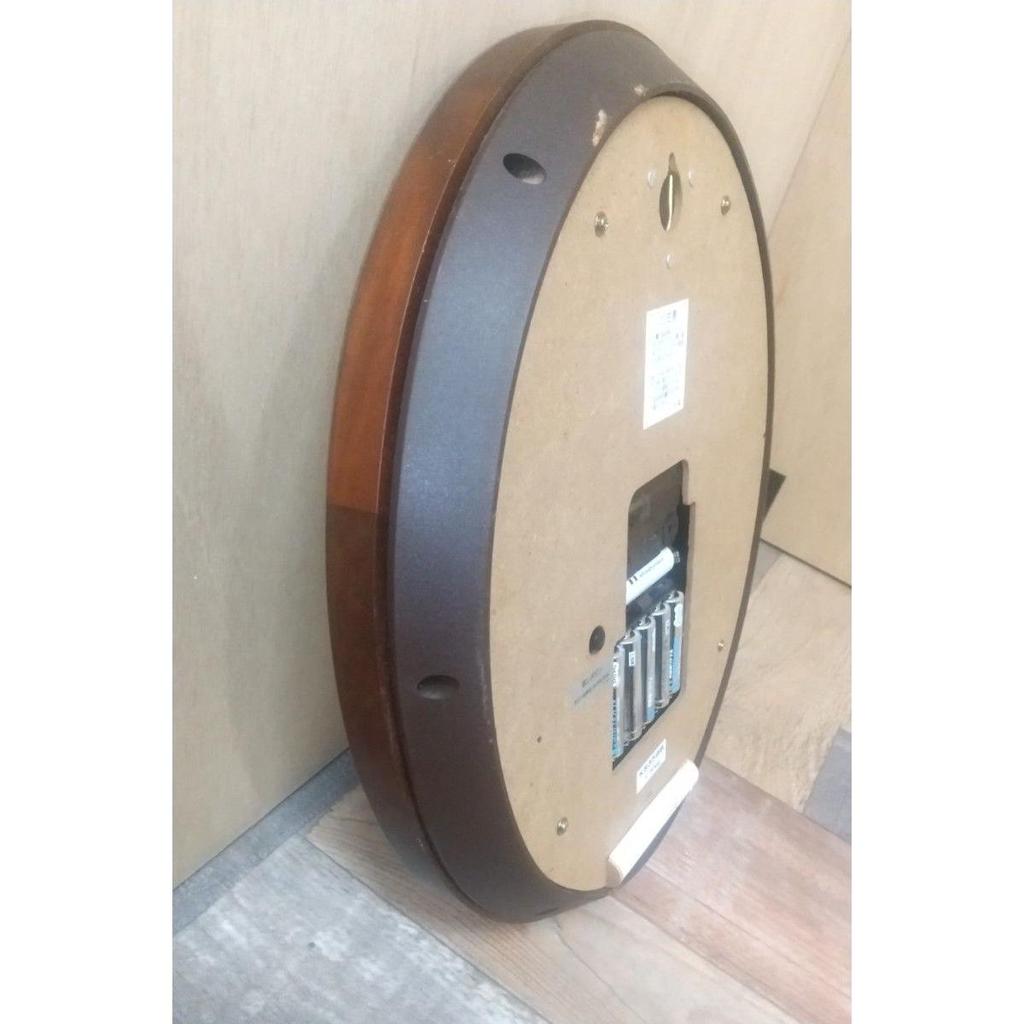 Used SEIKO Wall Clock Quartz Wooden Frame Oval Luminous