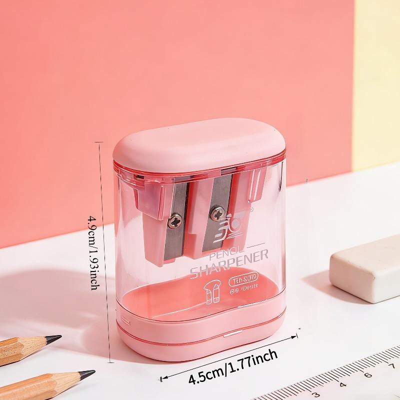 1pc Candy Color Minimalist Double Hole Pencil Cutter, Small and Portable, Easy to Use, Durable, Sharp, Suitable for School and Office