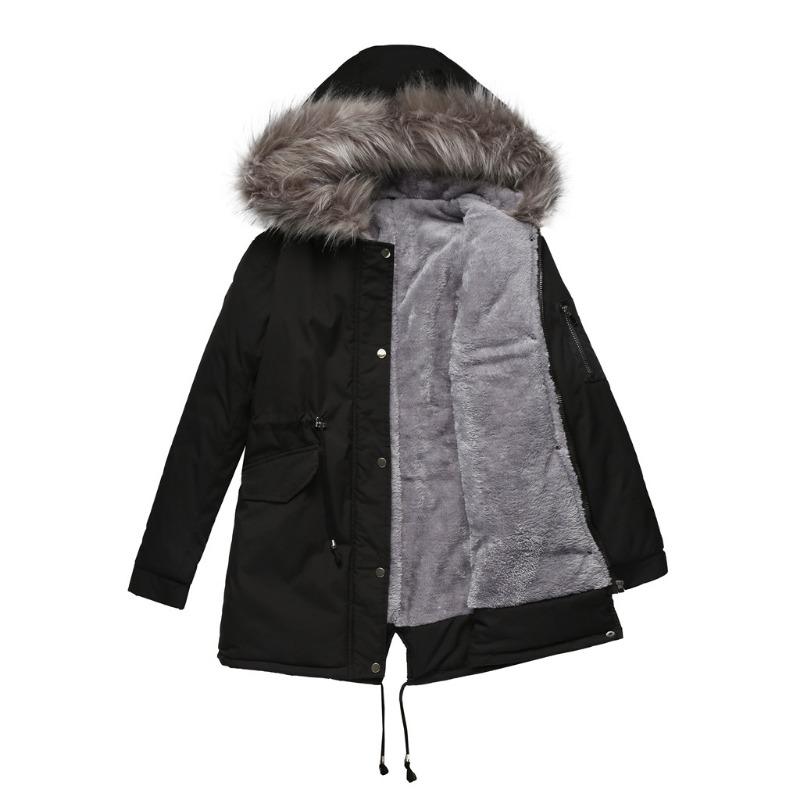 European Code Parka Cotton-padded Coat Medium and Long Hooded Winter Warm Fleece Coat Plus Cotton-padded Clothes
