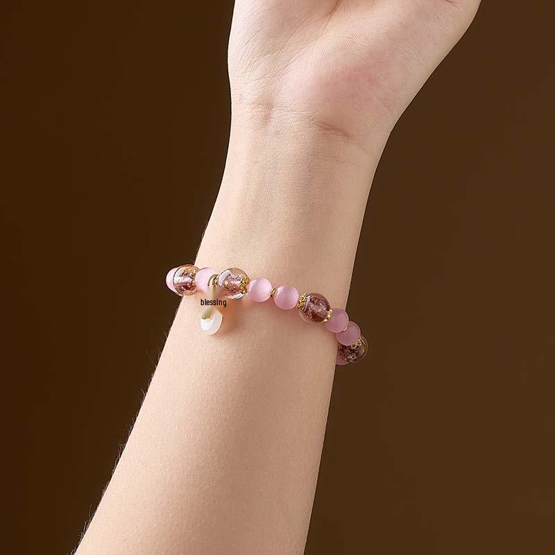 Luminous Cat's Eye Ash Glass Bracelet: Women's Luck-Changing Crystal Ornament