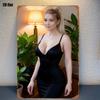 Elegant Woman with Plant Metal Sign Xin Inspirational Wall Art for Living Room Game Room Home Decor