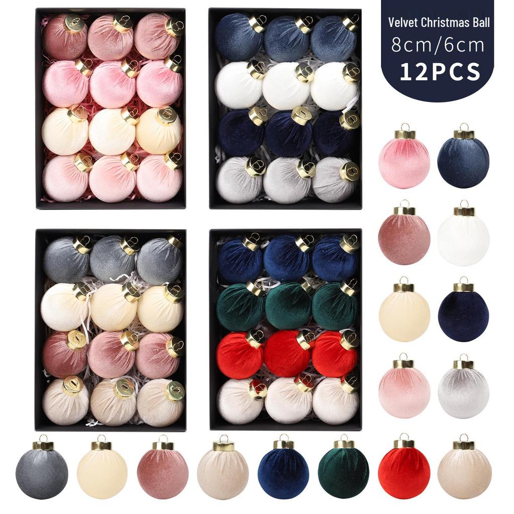 Christmas Velvet Ball Set: 6cm/8cm Ornaments for Tree Decoration