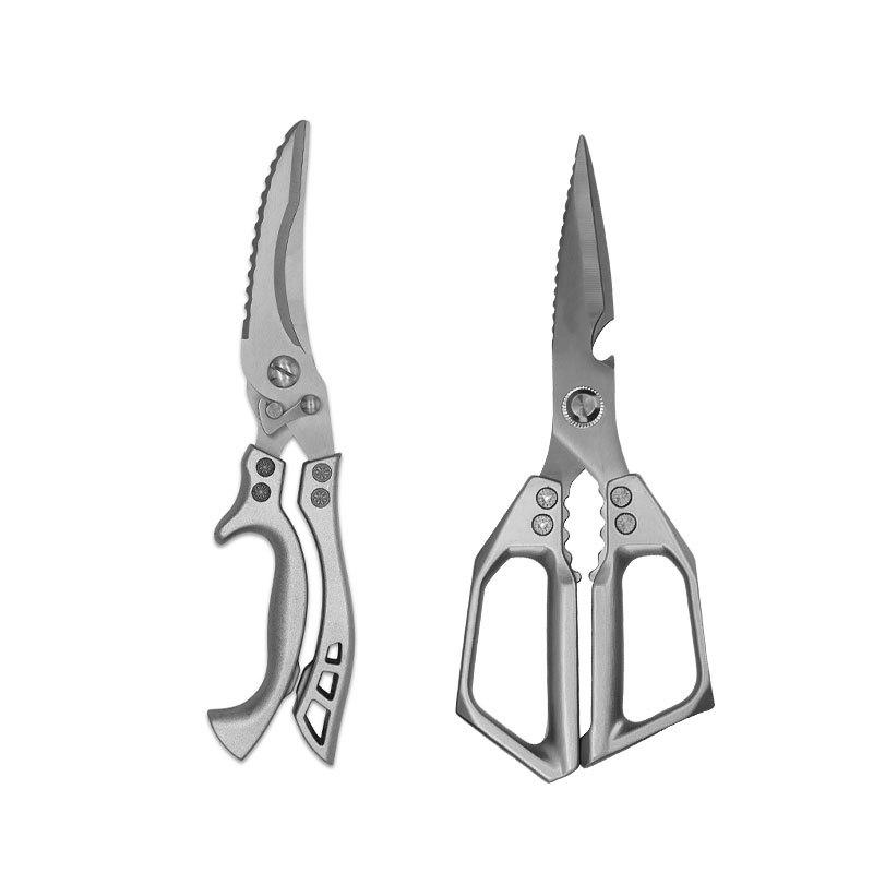 Strong Stainless Steel Kitchen Shears: Durable, Multi-functional, Sharp, for Chicken Bones, Vegetables, and Barbecue.