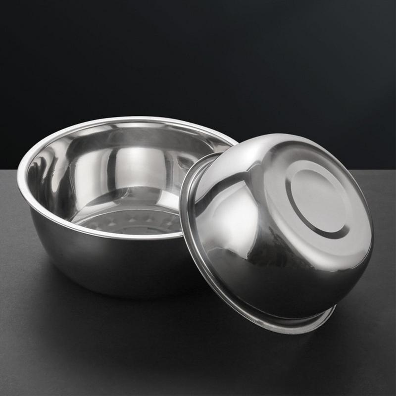 Schüssel-Set Edelstahl Schüssel-Set Küchenschüssel Salat-Küchenutensilien Verdickter Topf Runde Schüssel Haushalt Waschen