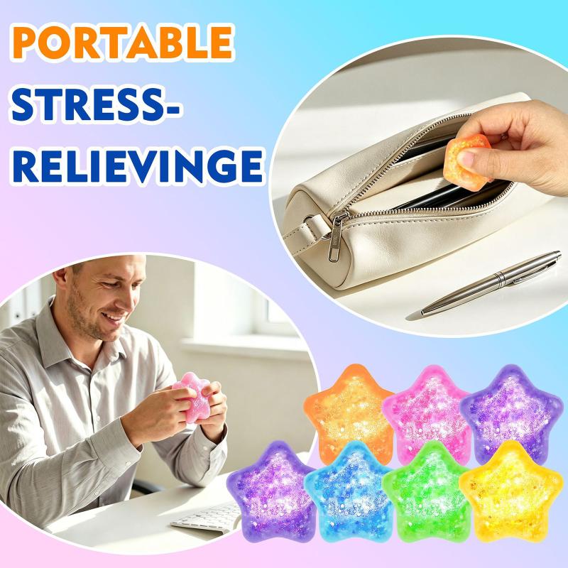 Glitter Star Maltose Squishy Toys Slow Rebound Funny Stretch Mini Stress Ball Squeeze Toys Stress Relief Decompression Toys