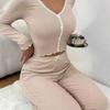 European & American Lace Long Sleeve Pajama Set - Slim Fit