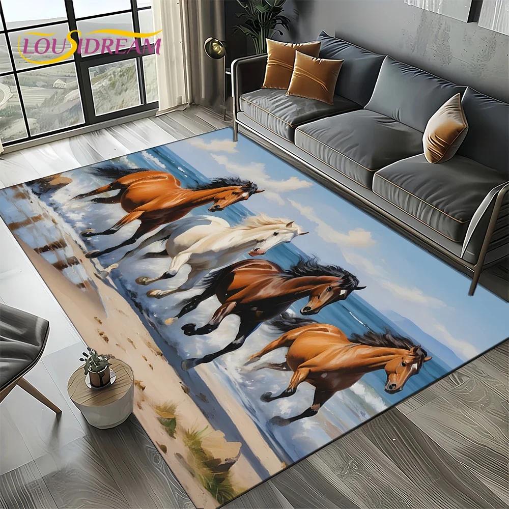 27 Style New Horse Pentium Gallant Steed 3D Animal Carpet Rug for Living Room Bedroom Home Sofa,Kid Area Rug Non-slip Floor Mat