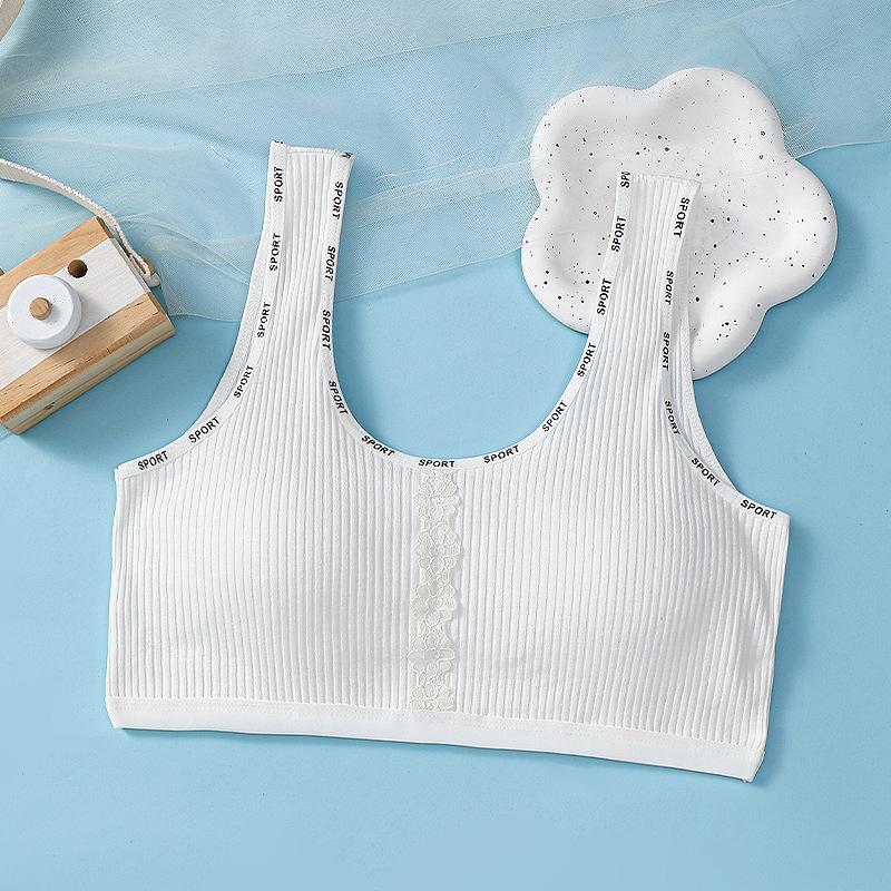 Girls' Breathable Fixed Cup Cotton Vest for Puberty - Strappy and Secure for Junior High & High School Students