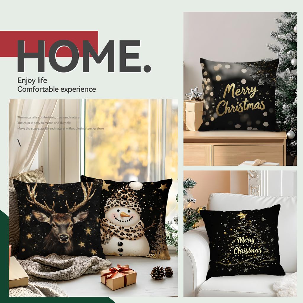 Christmas Decorations Pillowcase Printed Polyester 45X45Cm Throw Pillowcover Decorative Sofa Cushion Pillowslip Home Decor