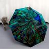 1pc Peacock Feather Compact Travel Umbrella, Automatic Folding Lightweight Windproof 8-Bone Reinforced Design, Portable for Backpack Durable