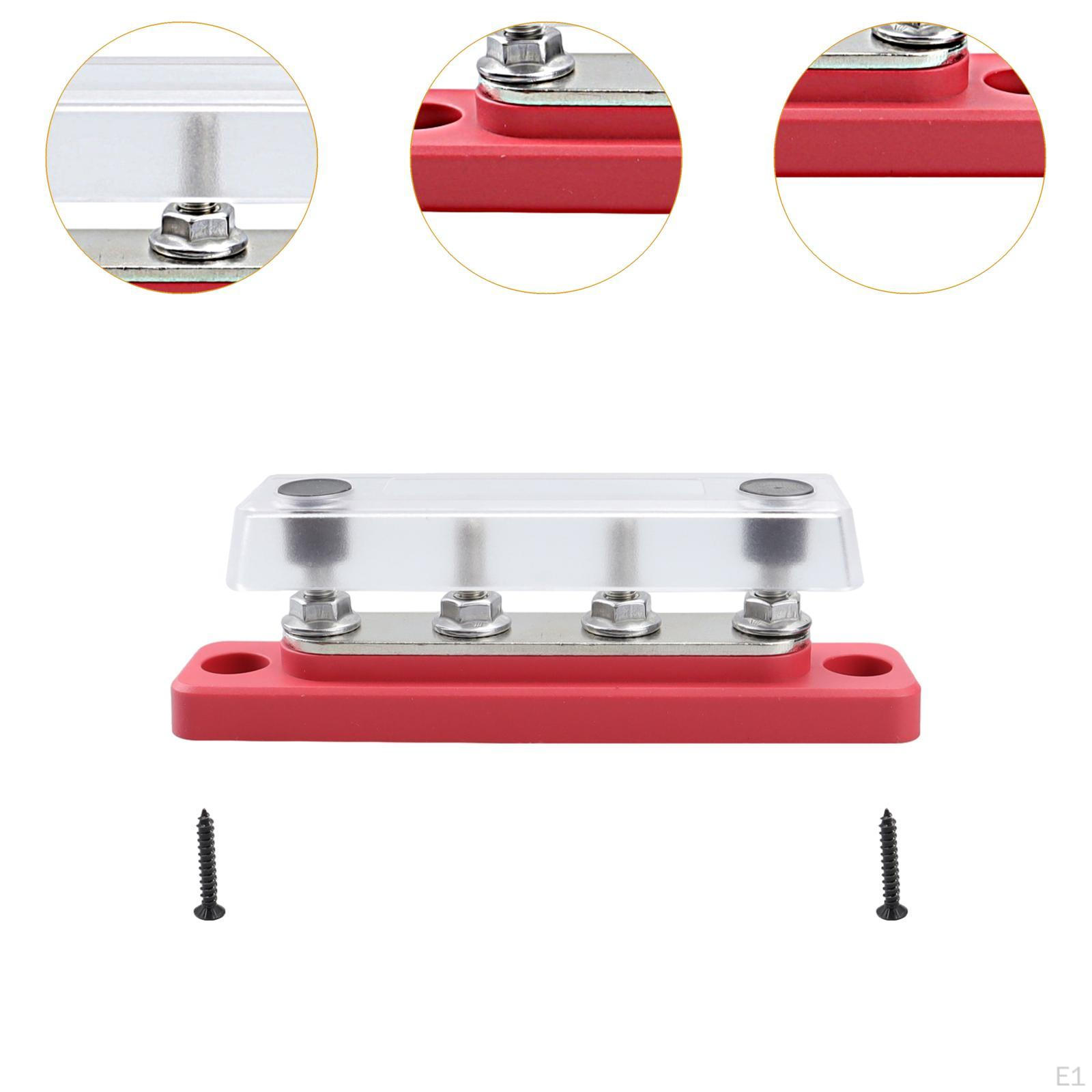 Sbarra Collettrice 300A 12-48V In Acciaio, Set Da 2 Pezzi Per Distribuzione Energia Su Auto E Yacht, Con Dadi Isolanti E Antiscossa - 4