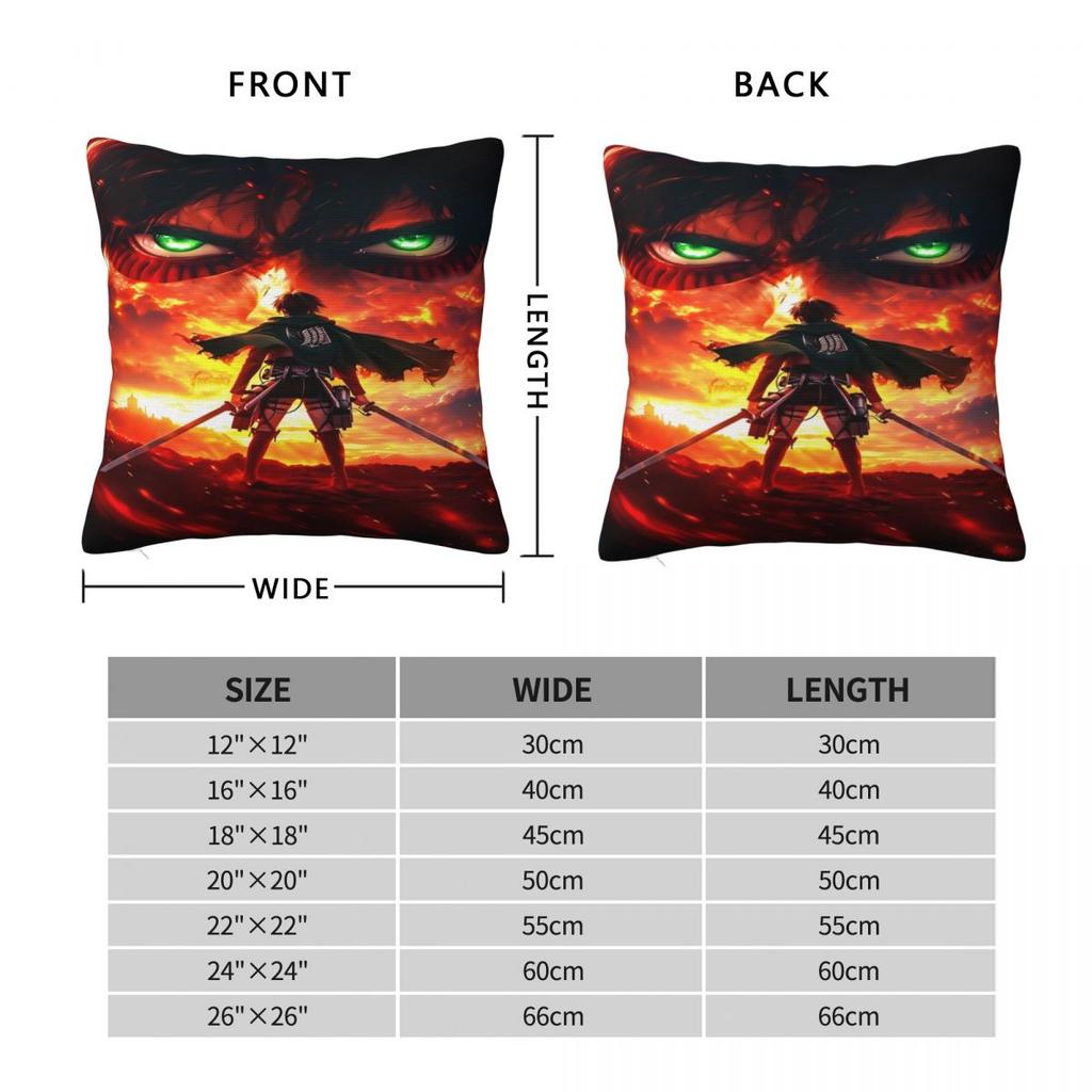 Home Decorations Attack On Titan Japan Manga Pillowcases Accessories Pillow Covers Square Multiple Sizes