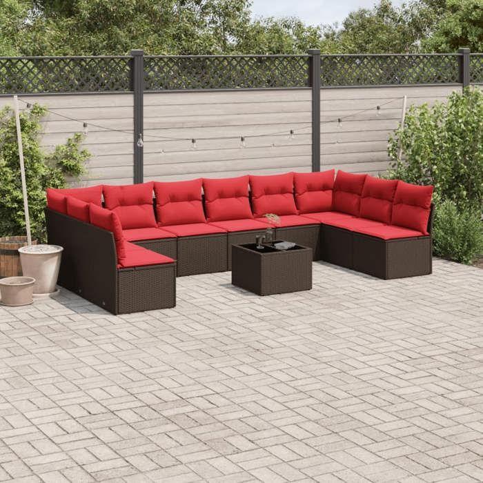 VidaXL Garden Lounge Set with Cushions 11 Pcs, Sofas with Adjustable Feet, Outdoor Furniture Set Patio Terrace 3218104