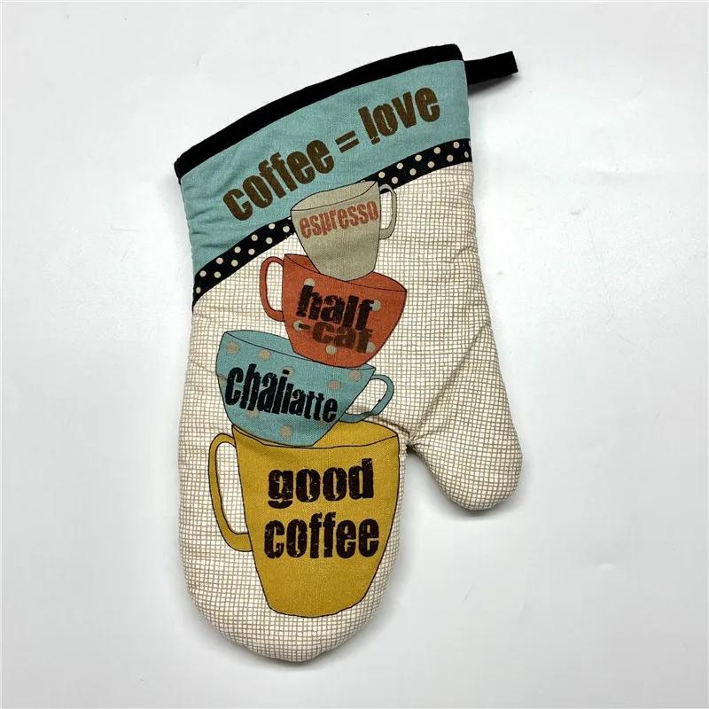 1Pc 18x33cm Cotton Retro Printed Thicken Kitchen Baking Oven Mitts Anti-Hot Microwave Insulation Glove Pad