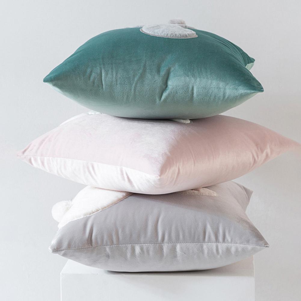 2Pcs Easter Bunny Soft Cushion Case 45x45cm Plush Rabbit Embroidered Pillowcase Rabbit Pattern Decorative Throw Pillowcase