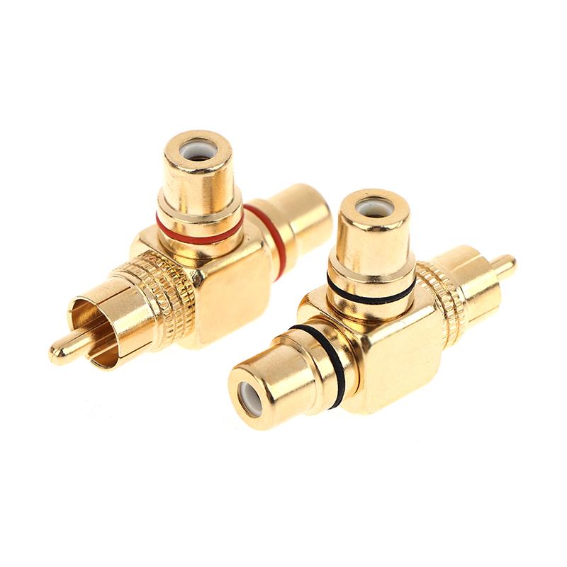 Copper Gold-Plated Lotus 1 Divided Into 2 Rca Male To 2 Rca Female Audio Signal Converter Rca 3 Head Converter Connector