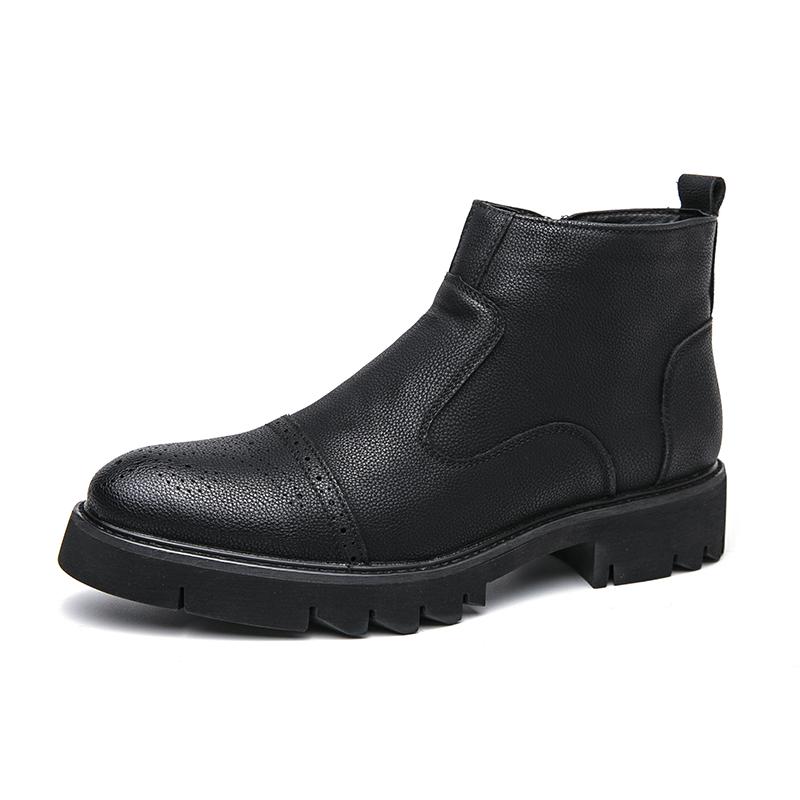 New Men's Shoes Brand Mens Casual Chelsea Boots Mens Lace-Up Solid Color Outdoor Boots Male Comfortable Motorcycle Ankle Boots