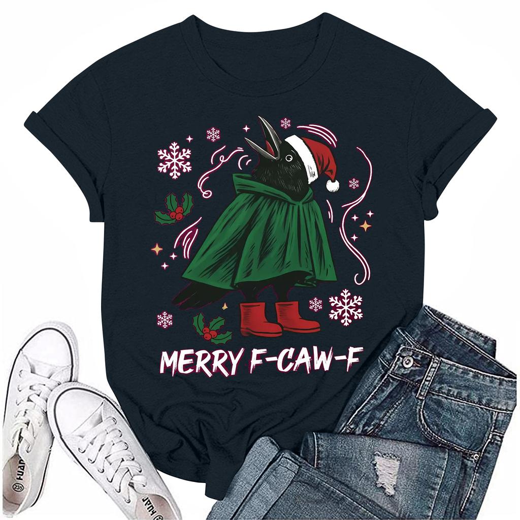 Women's Group 2D Printed Round Neck Short Sleeve Top