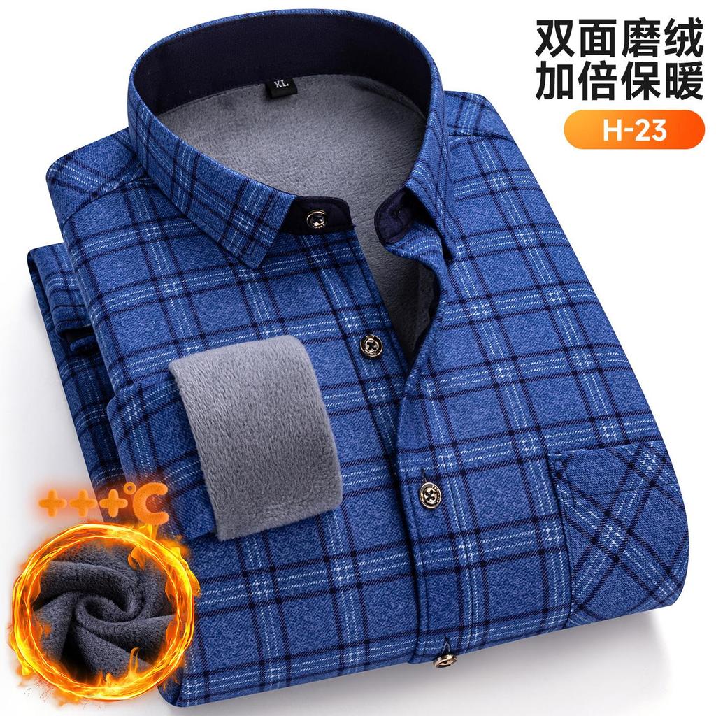 New Plus Size 8XL 7XL 6XL Men's Shirt Autumn Winter Fleece Thickened Warm Long Sleeve Plaid Business Casual Slim-fit Man Clothes