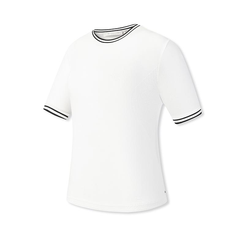 

FILA Golf Series Retro Minimalist Fashion Sports Golf Versatile Comfortable Loose Knit Short Sleeve Sweater Women tops Jade-White A11W625421FWT S
