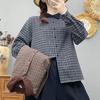Plaid Patchwork Long Sleeve Women's Shirt - Autumn/Winter Collection