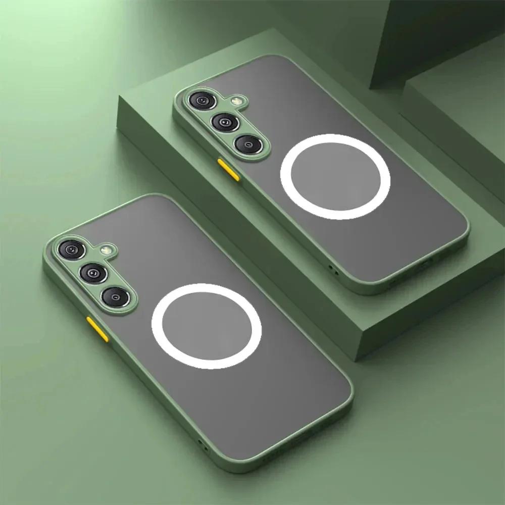 Custodia Magnetica per Telefono con Sensazione sulla Pelle per Samsung Galaxy S25 Edge S23 S24 Ultra Plus A55 A35 A25 A05S A06 A16 A26 A36 A56 5G PC Rigido